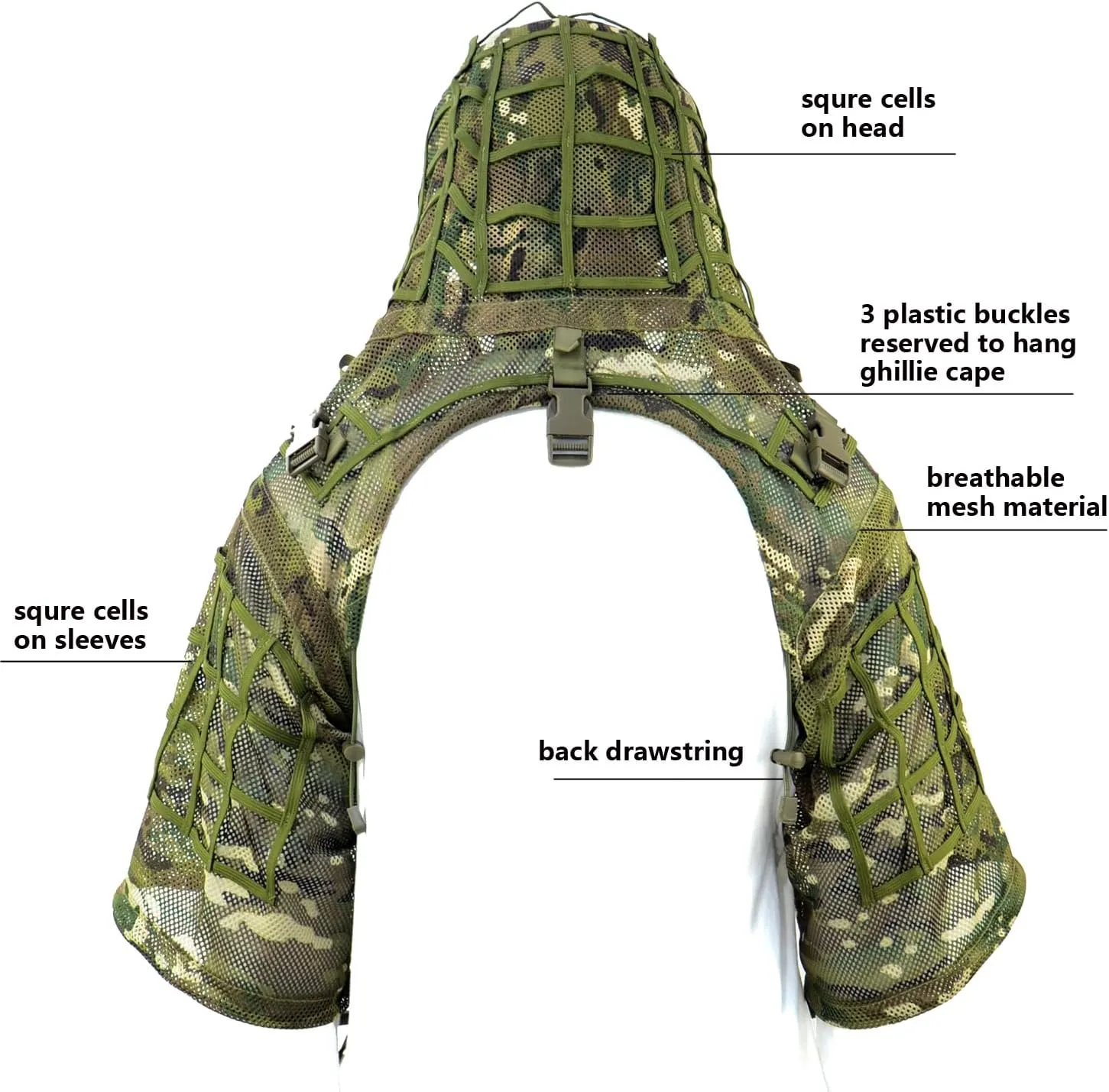 Sniper Ghillie Suit Foundation, Ripstop, Camouflage Tactical Ghillie Hood