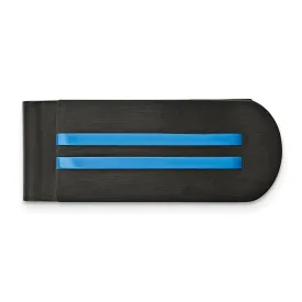 Stainless Steel Brushed and Polished Black/Blue IP-plated Money Clip