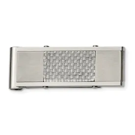 Stainless Steel Brushed and Polished Grey Carbon Fiber Inlay Money Clip