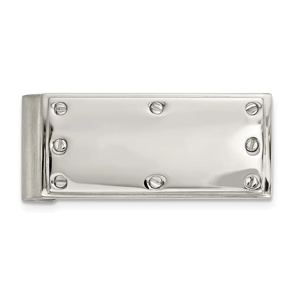 Stainless Steel Polished Screw Money Clip