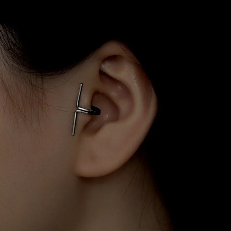 Sterling Silver Cross-Border Ear Clips ( 1 Pair )