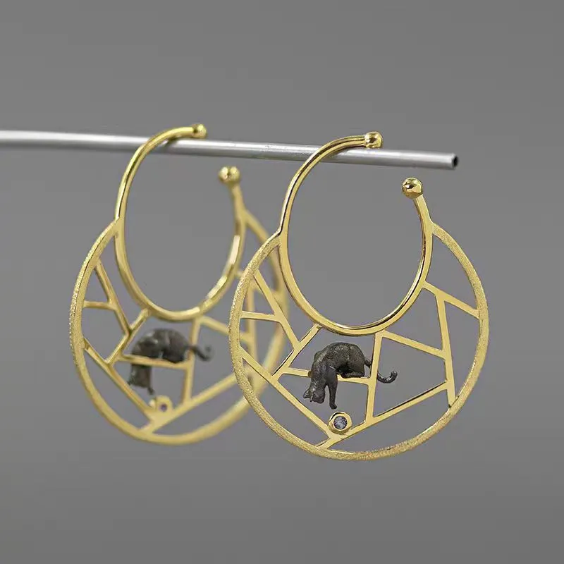 Sterling Silver Garden Window Cat Ear Cuff Earrings