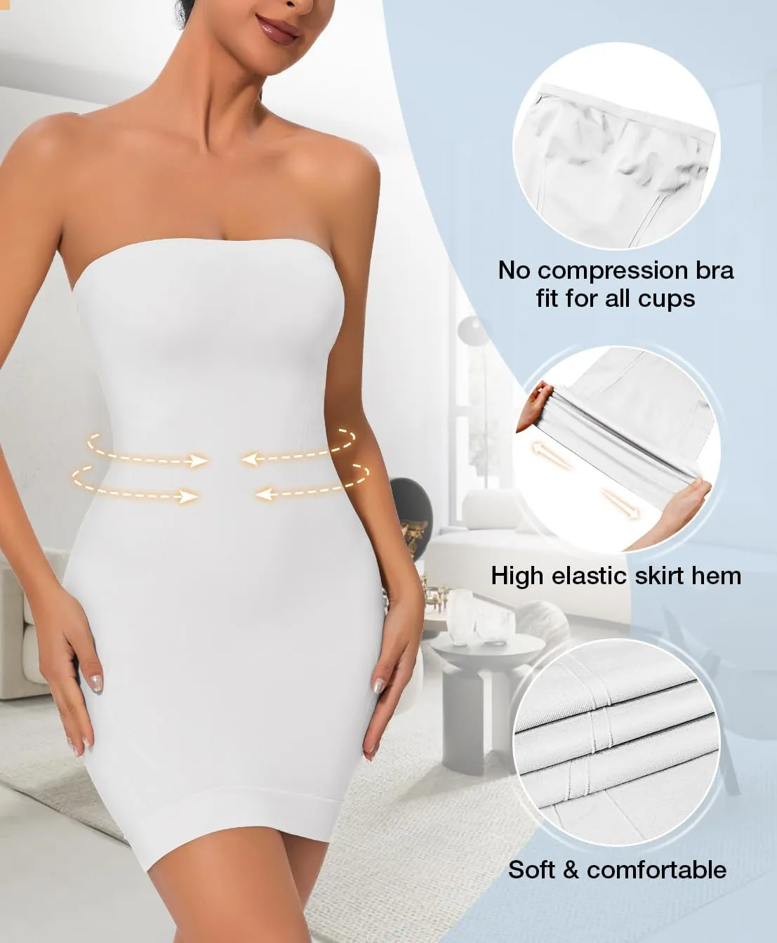 Strapless Shapewear for Women Full Slip shapewear dress Tummy Control slip for women under dress