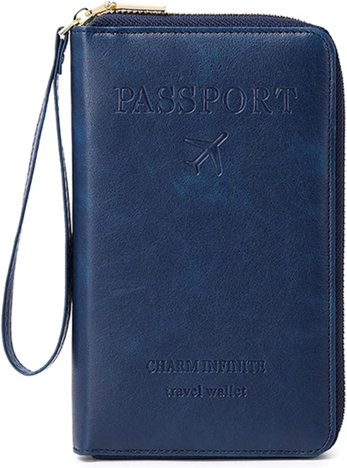 Summer Simple Plain Passport Cases Back To School, Charm Infinite Travel Wallet, Multi-functional Zipper Travel Card Holder, RFID Blocking Card Holder (Dark Blue)