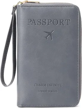 Summer Simple Plain Passport Cases Back To School, Charm Infinite Travel Wallet, Multi-functional Zipper Travel Card Holder, RFID Blocking Card Holder (Grey)