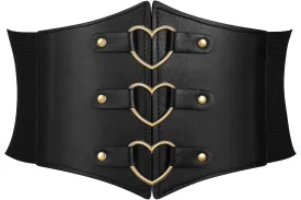 SUOSDEY Women Heart Corset Belt Goth Stylish Wide Elastic Waist Corset for Cosplay Halloween Renaissance Daily