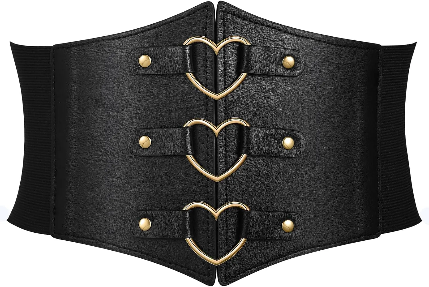 SUOSDEY Women Heart Corset Belt Goth Stylish Wide Elastic Waist Corset for Cosplay Halloween Renaissance Daily