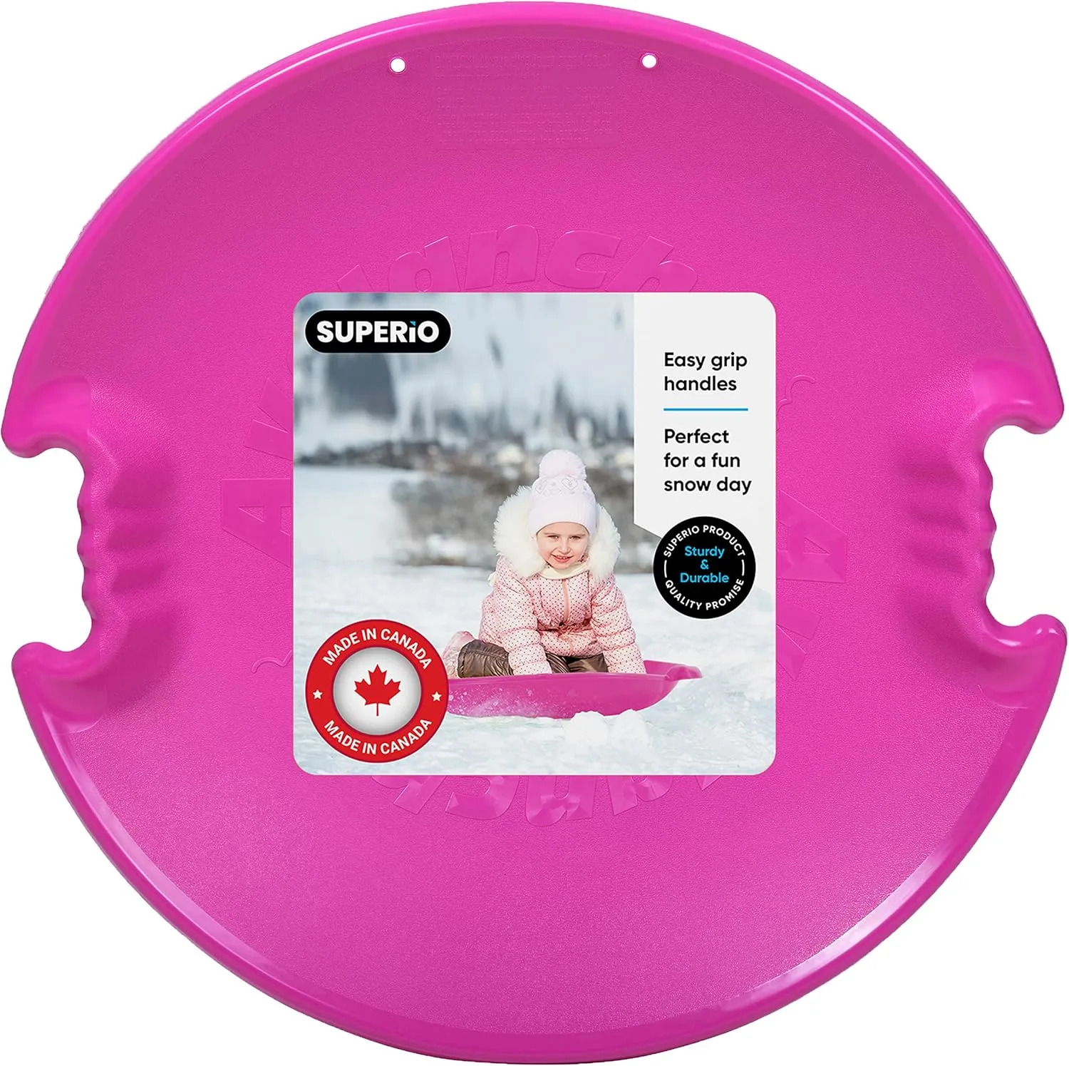Superio Round Saucer Snow Sleds for Kids and Adult, Spiral Toddler Sled 26" Avalanche Circle Jet Sled for Toddlers Age Plastic Sledding Disc, Winter Snow Toys Fun for Kids and Adults, 1-Pack