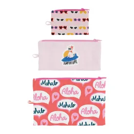 Surfer Girl Flat Pouch, Set of 3