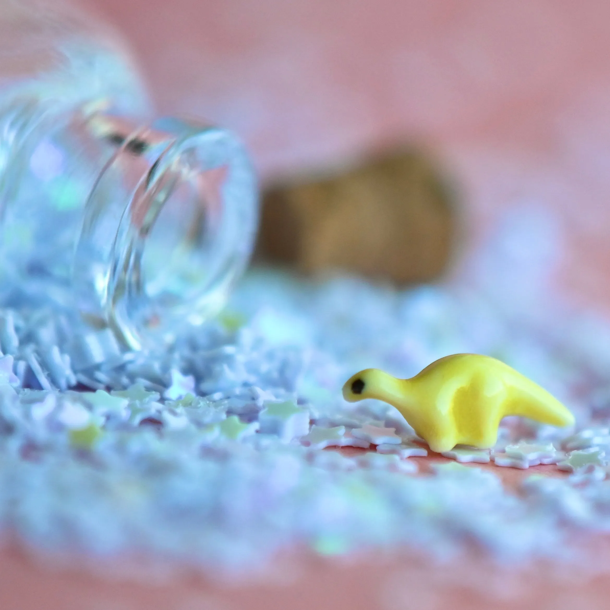 Tiny Yellow Brachiosaurus Figurine Wish Bottle