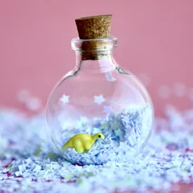 Tiny Yellow Brachiosaurus Figurine Wish Bottle