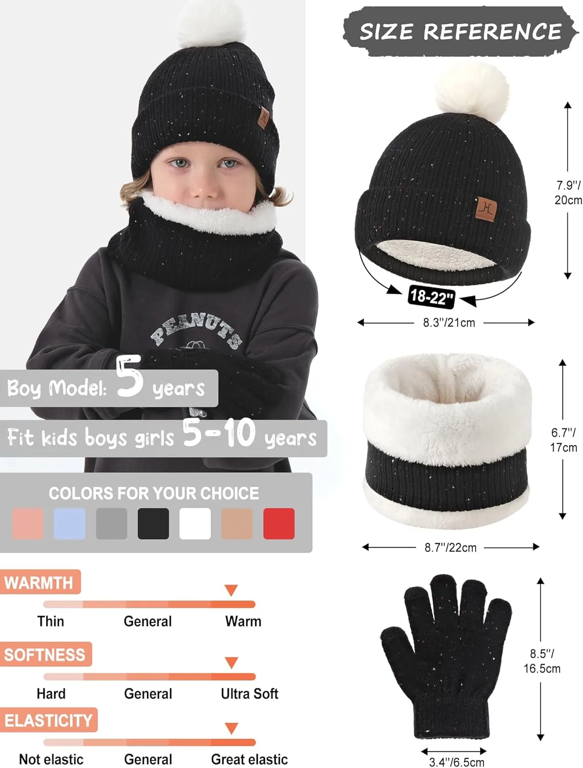 Toddler Hat Scarf Glove Set 2t-4t Boy Girls Winter Beanie Hat Neck Warmer Mitten Kids Hats And Gloves Ages 4-8 Fleece Lined