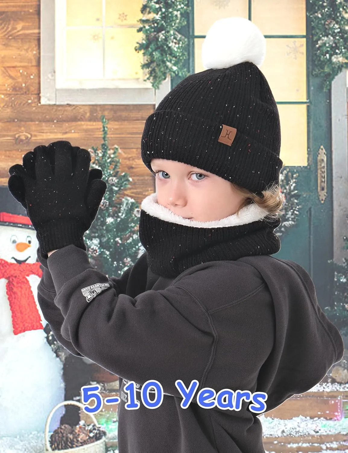Toddler Hat Scarf Glove Set 2t-4t Boy Girls Winter Beanie Hat Neck Warmer Mitten Kids Hats And Gloves Ages 4-8 Fleece Lined