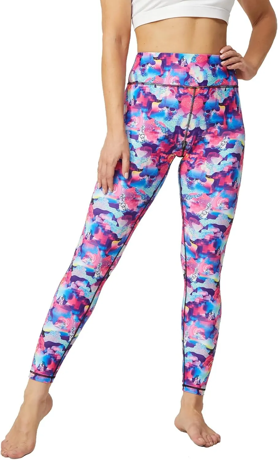 UIUO-UIPEU Women's Printed Yoga Pants with Pockets 7/8 Workout Leggings for Women Tummy Control Compression Leggings