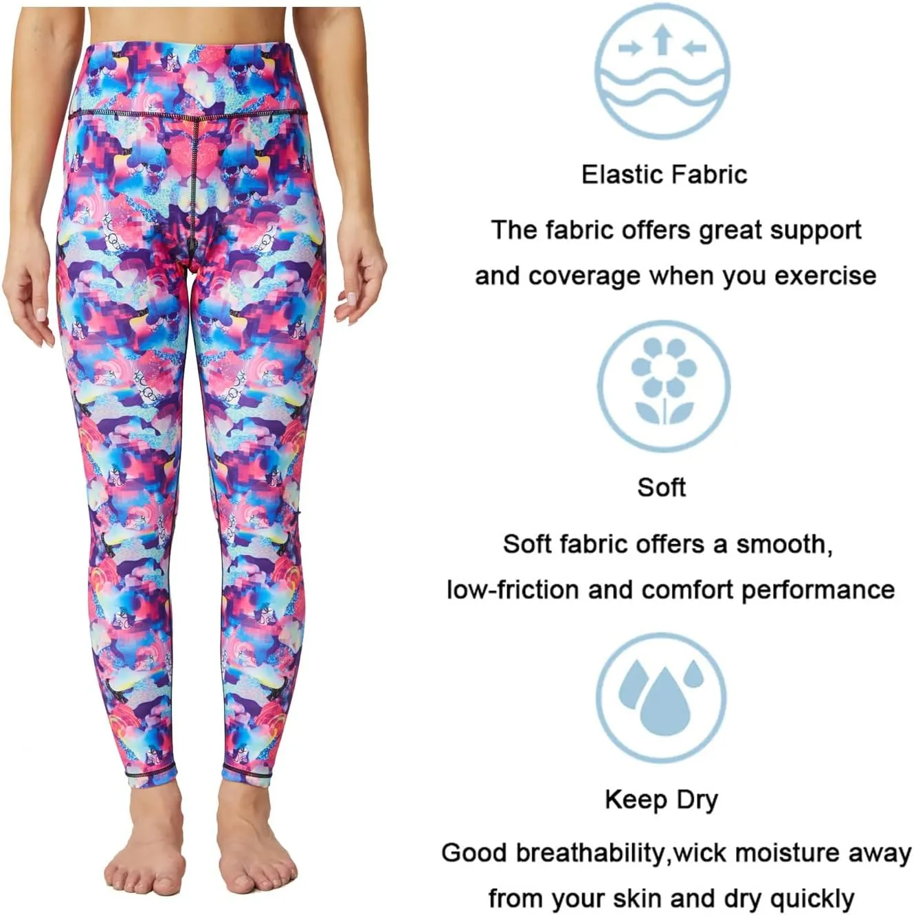 UIUO-UIPEU Women's Printed Yoga Pants with Pockets 7/8 Workout Leggings for Women Tummy Control Compression Leggings