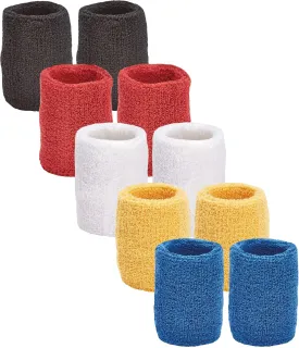 Unique Sports Multi Color Pack Sports Wristbands for Basketball Leagues, 5 pair of Wristbands per pack