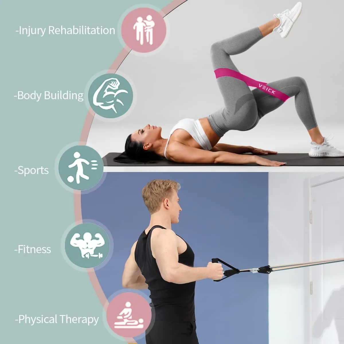 VEICK Resistance Bands, Exercise Bands, Workout Bands, Resistance Bands for Working Out with Handles for Men and Women, Exercising Bands for Fitness Weights Work Out at Home