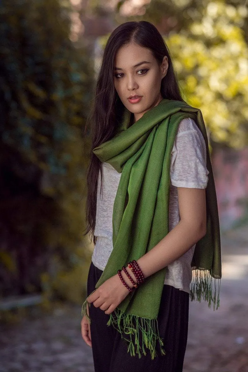Water Pashmina Shawl in Deep Green