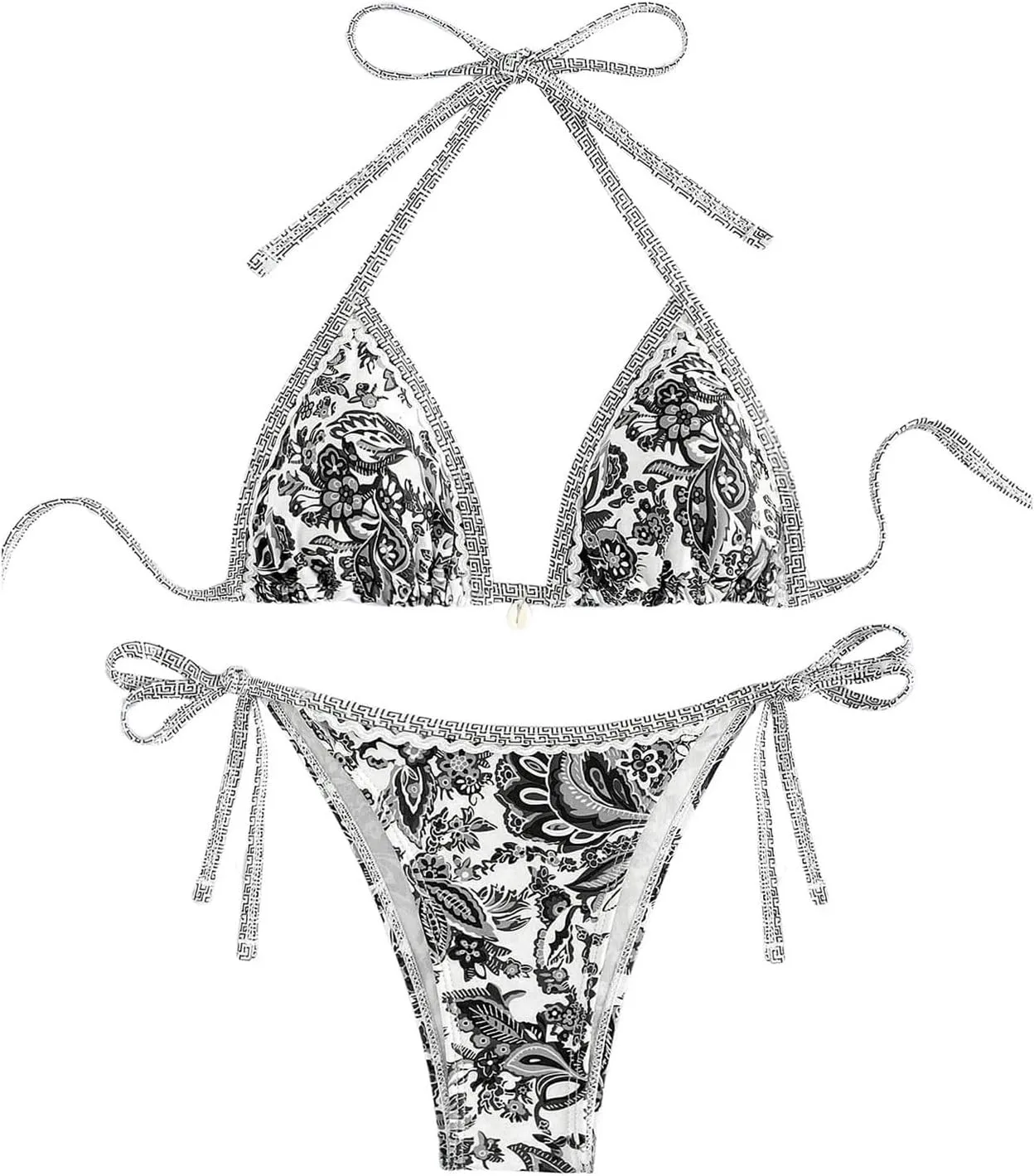Women's Floral Printed Bathing Suit Halter Paisley Summer Swimsuit Bikinis Set