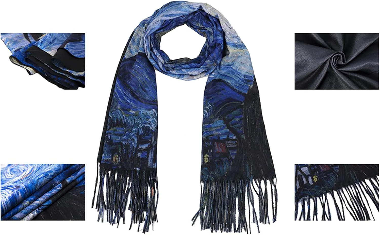 XINYUN Women's Fashion Scarf with Art Printed Tassel Soft Cashmere Warm Large Blanket Wrap Shawl for gift