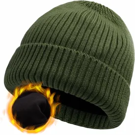 ZTL Merino Wool Beanie Hat for Men Women, Thick Warm Fleece Lined Knit Winter Hats Cuffed Beanie Stocking Hat Ski Skull Cap
