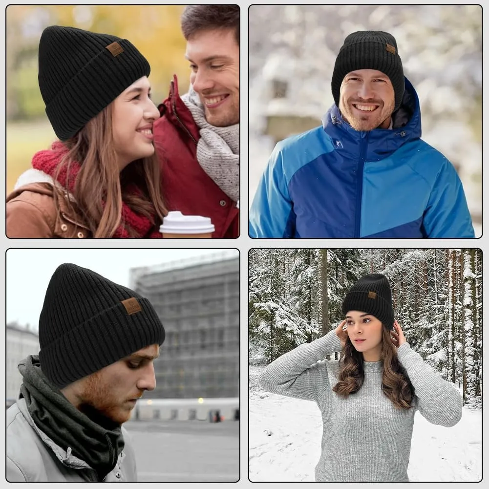ZTL Merino Wool Beanie Hat for Men Women, Thick Warm Fleece Lined Knit Winter Hats Cuffed Beanie Stocking Hat Ski Skull Cap